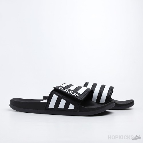 Adilette Core Black White Stripes Slides 